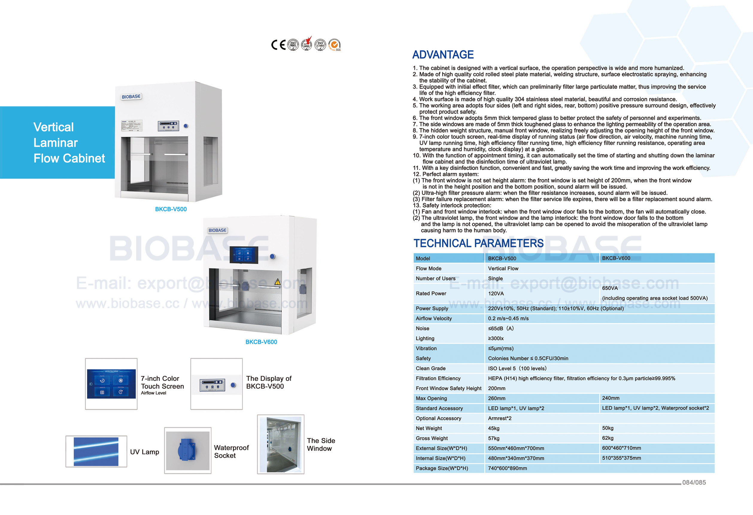 84-85 Gabinete de flujo laminar vertical BKCB-V500 BKCB-V600