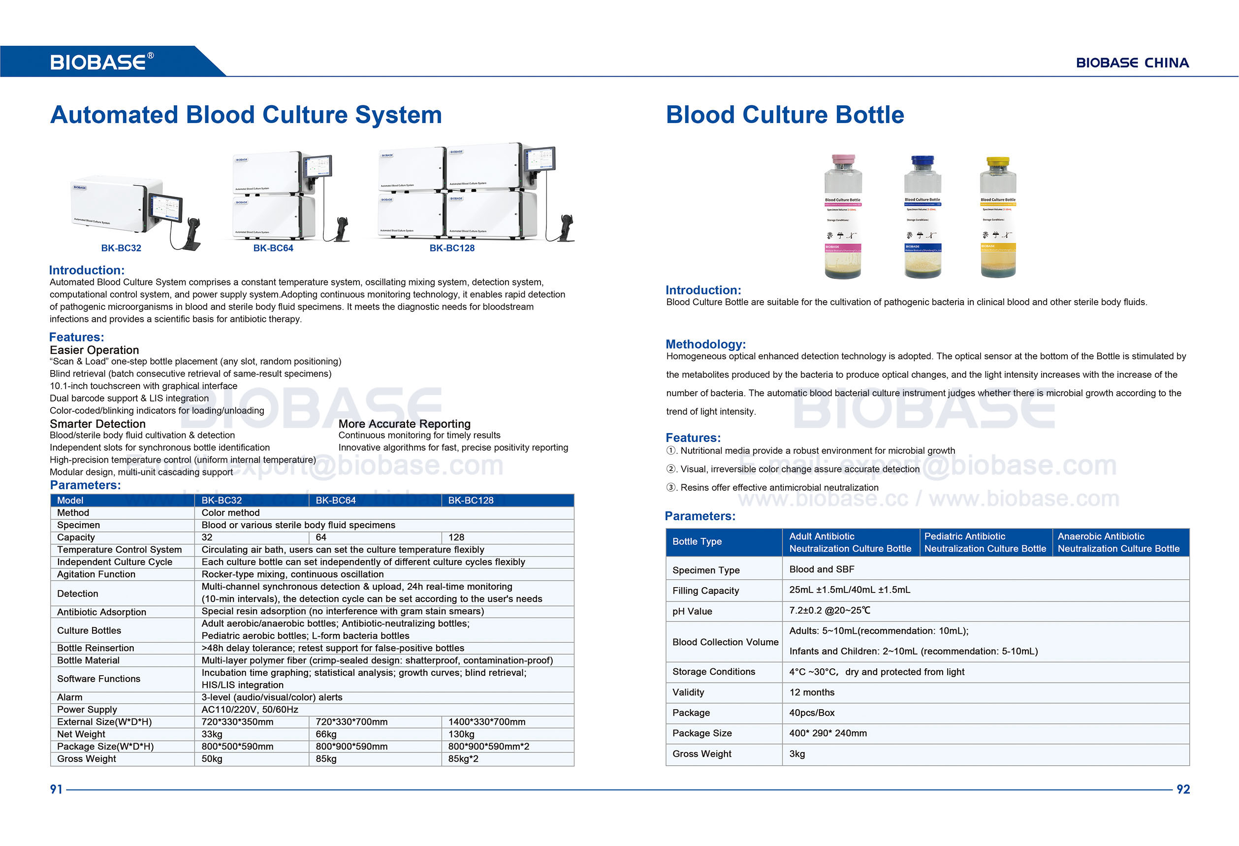 91-92 Sistema automatizado de hemocultivo BK-BC32 BC64 BC128