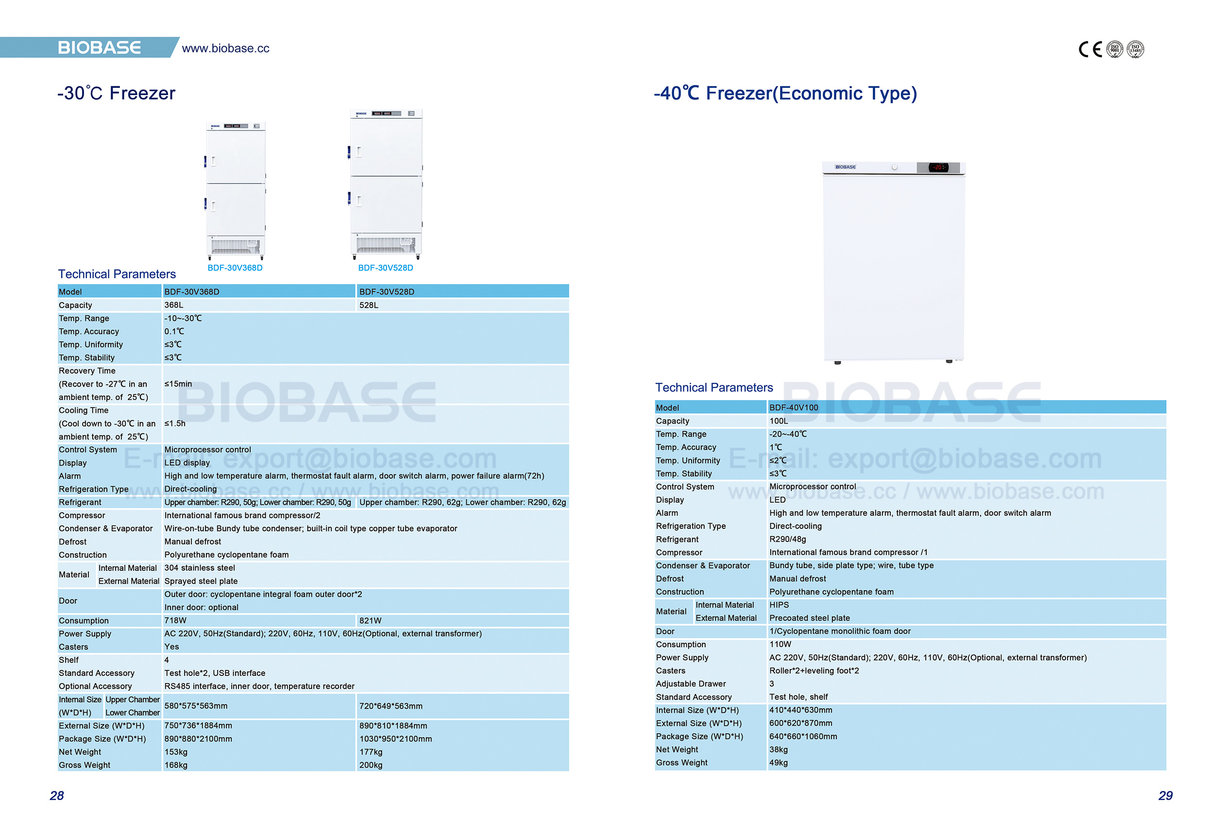 28-29-30 ℃ congelador y -40 ℃ congelador (tipo econ&oacute;mico)