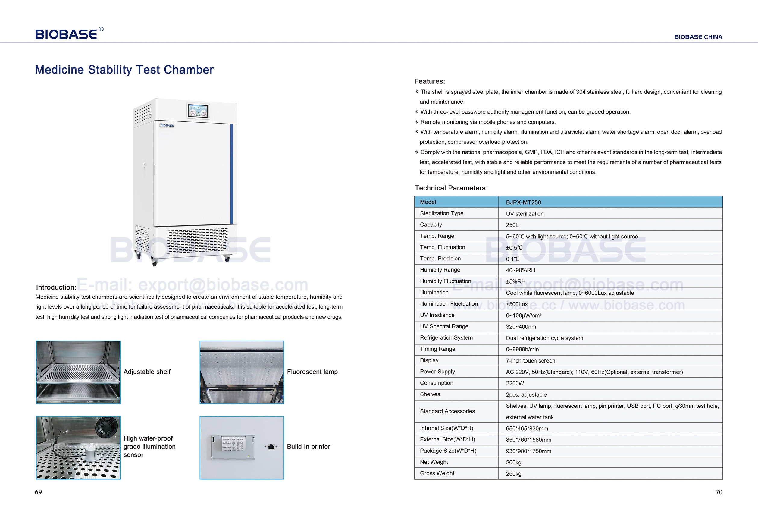 69-70 C&aacute;mara de prueba de estabilidad del medicamento