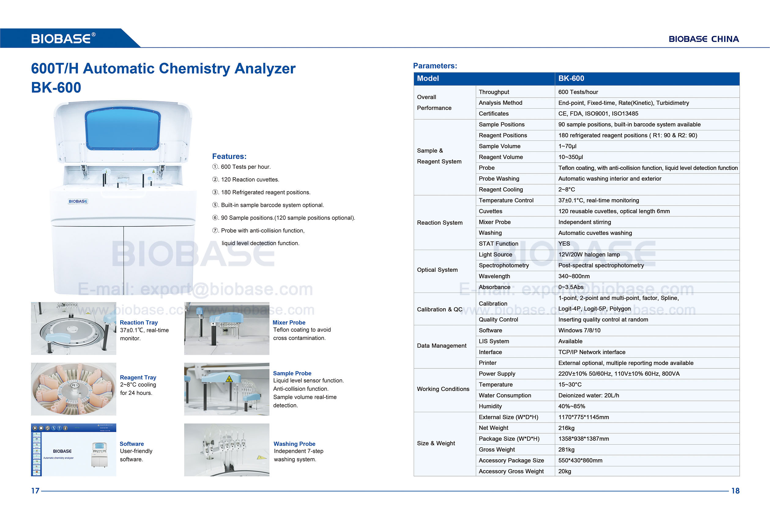 17-18 Analizador qu&iacute;mico autom&aacute;tico BK600