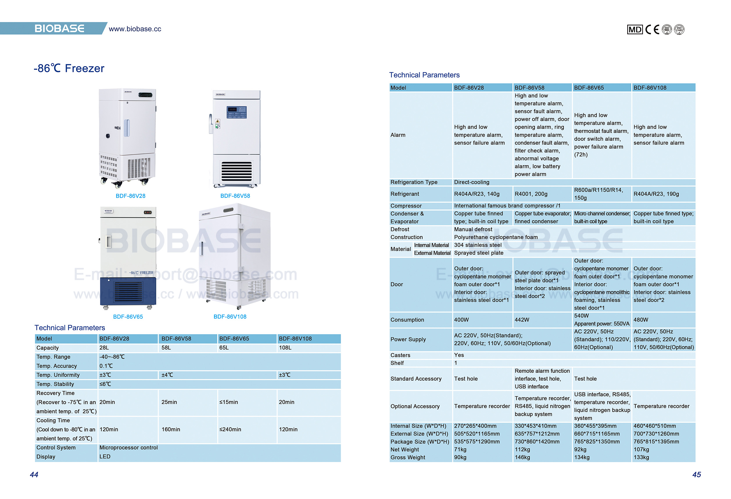 44-45 -86 ℃ congelador
