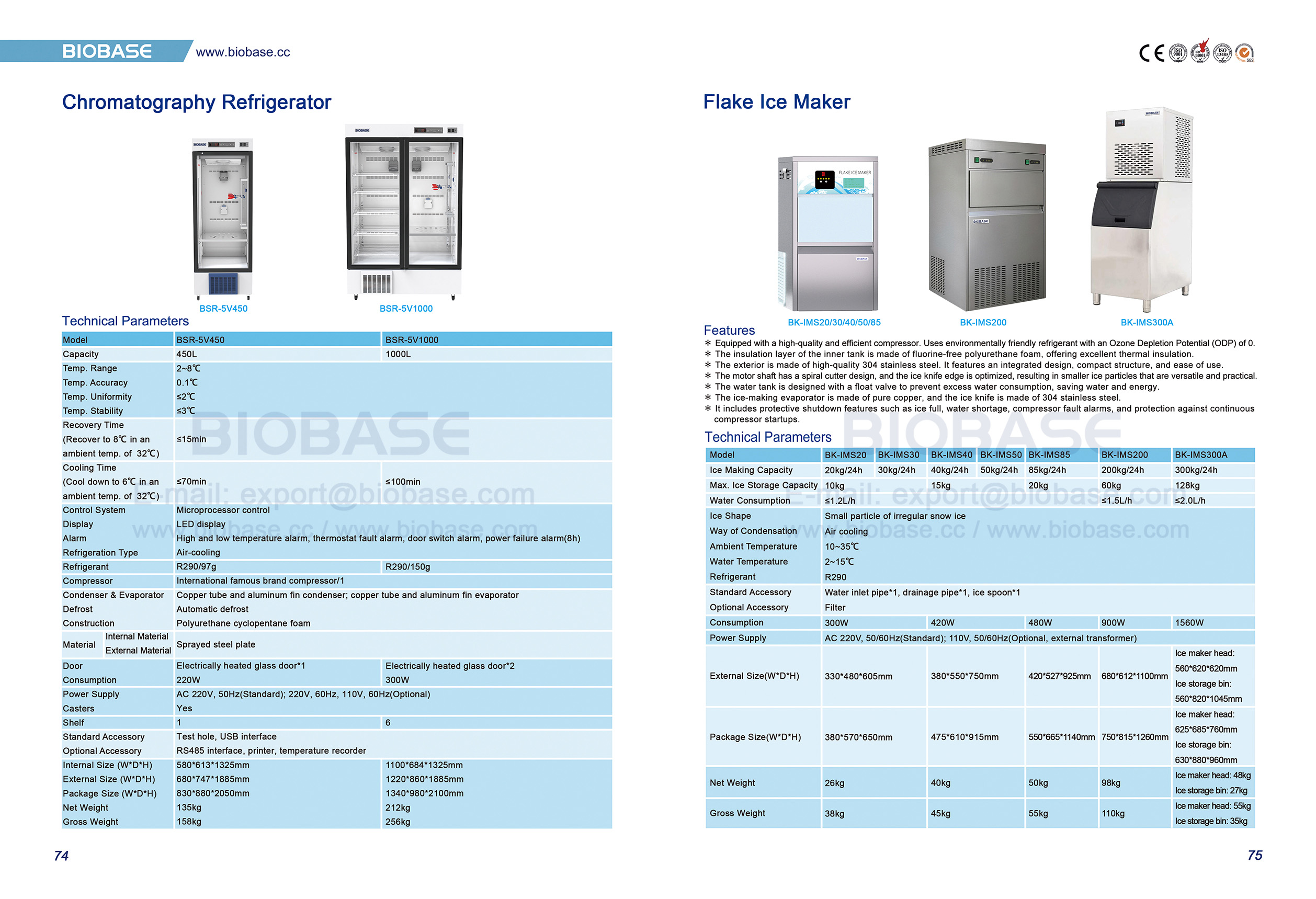 Refrigerador de cromatograf&iacute;a y m&aacute;quina de hielo en escamas 74-75