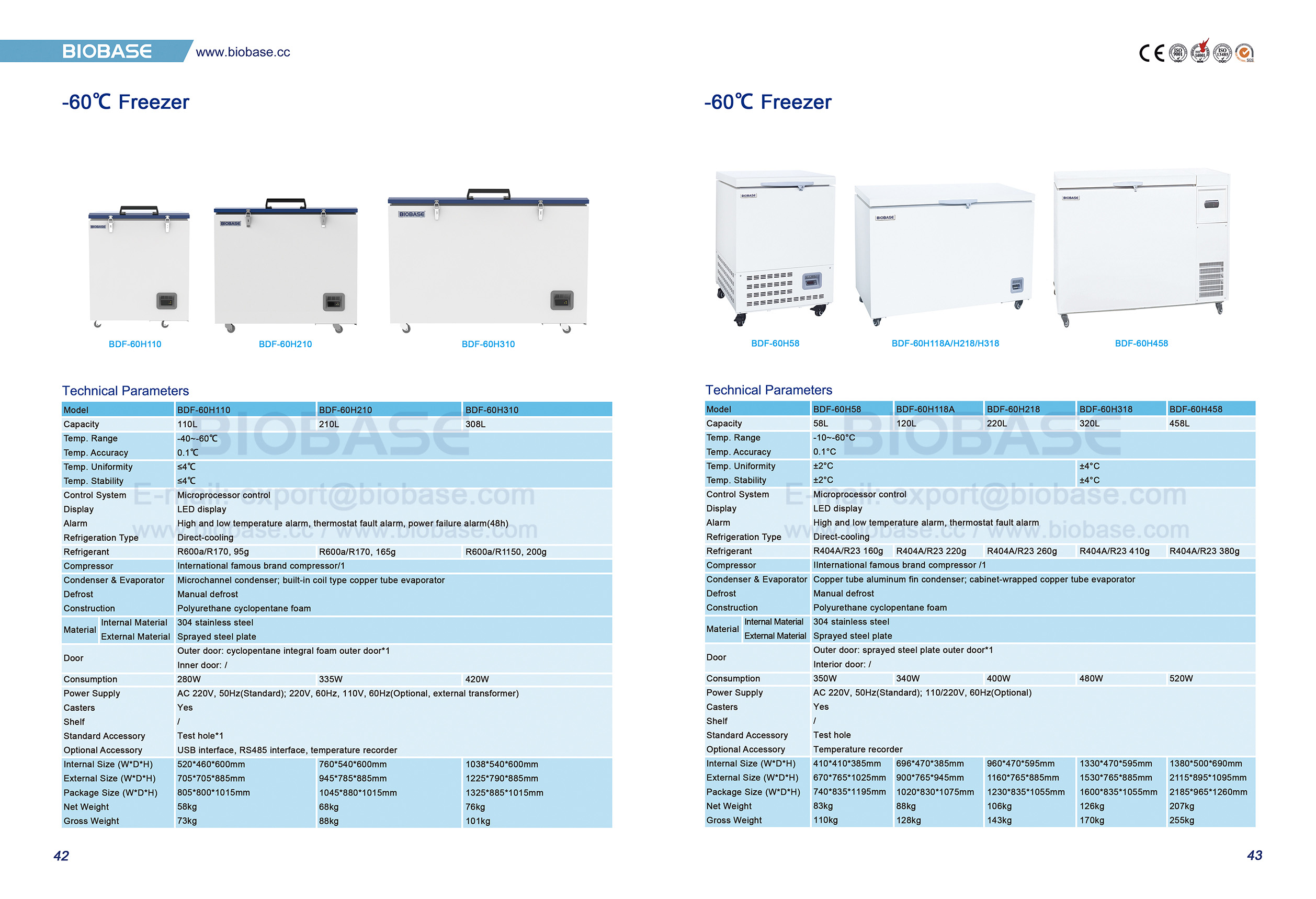 42-43 -60 ℃ Congelador